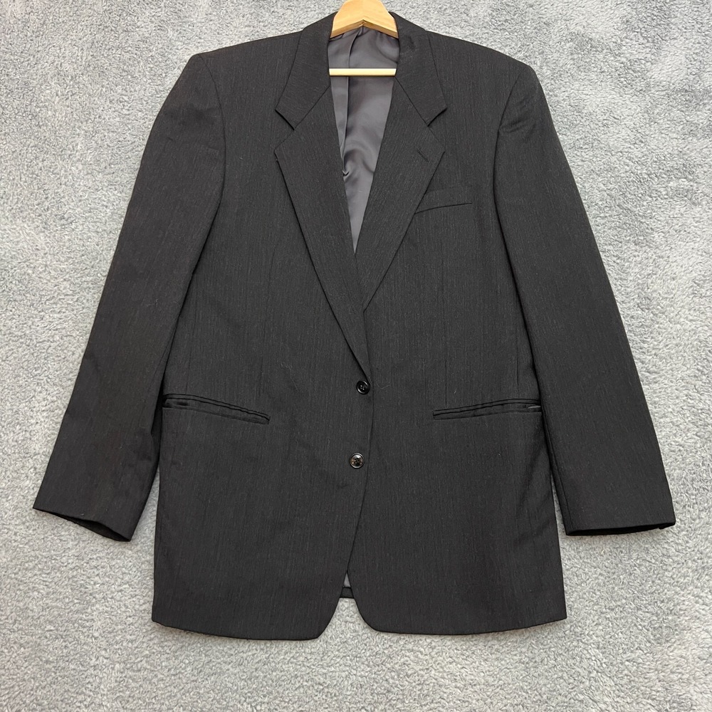 Jones New York Blazer Mens 42R Charcoal Grey Excellent 100% Wool Golden Twist‎